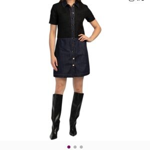 Ellen Tracy Denim and black shirtsleeve dress